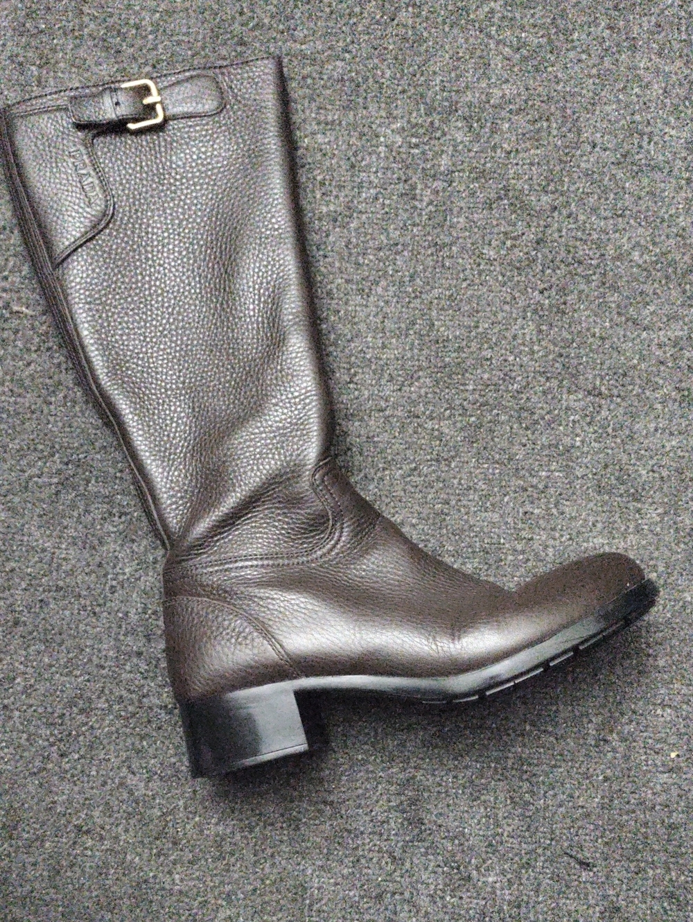 Prada Women's Tall Brown Pebble Leather Riding Boots